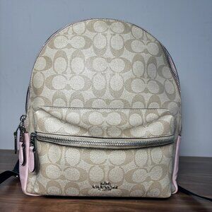 Coach Charlie Mini Leather Backpack – Pink/Beige